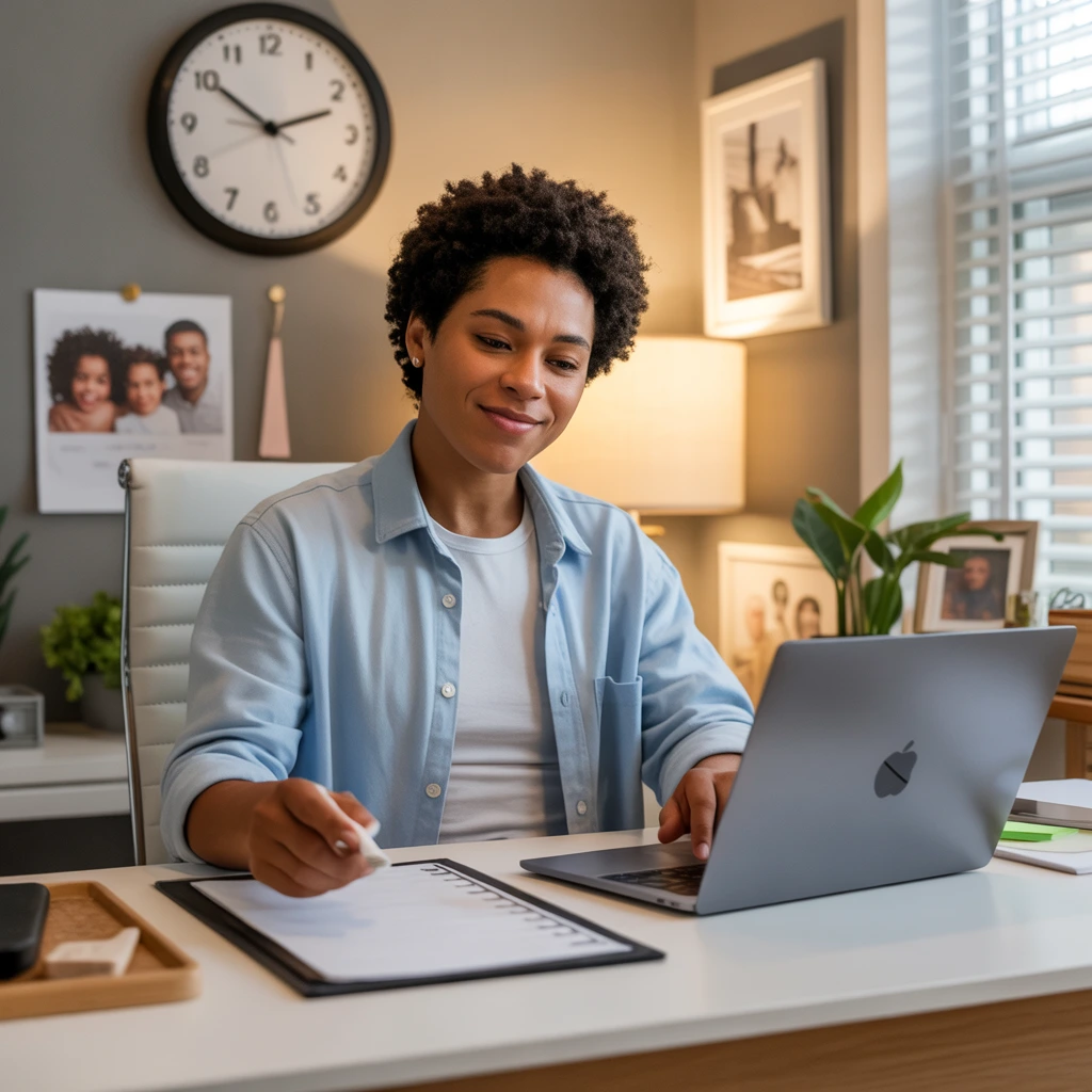 Encontrar o equilíbrio entre trabalho e vida pessoal no home office.